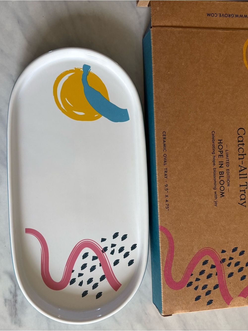 Catch-All Ceramic Tray with Abstract Colorful Design